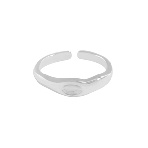 Minimalist S925 sterling silver irregular wavy open ring with liquid metal texture
