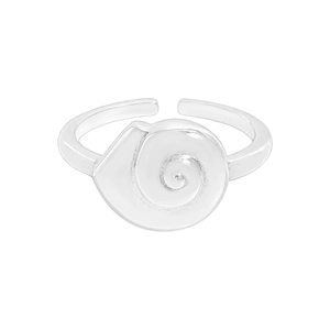 Minimalist S925 sterling silver open ring featuring a polished conch shell design for women