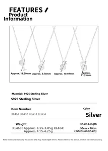 Detailed specs of S925 sterling silver pitcher necklaces with 50+10cm extension chains