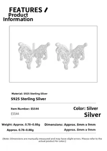 Detailed specs of S925 sterling silver butterfly studs with liquid metal texture