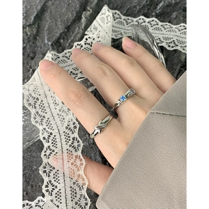 S925 sterling silver ring set with twisted knot design and colorful cubic zirconia