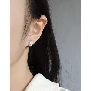 S925 sterling silver heart zircon hoop earrings shown on model for a trendy look