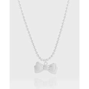 925 Sterling Silver Bowknot Pendant Necklace For Women Beaded Chain Minimalist Light Luxury INS Style Jewelry Gift Necklace