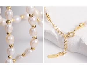 Vue détaillée du fermoir en argent S925 et du collier de perles baroques naturelles