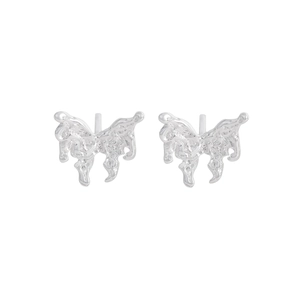 Minimalist S925 sterling silver butterfly stud earrings with liquid metal texture finish