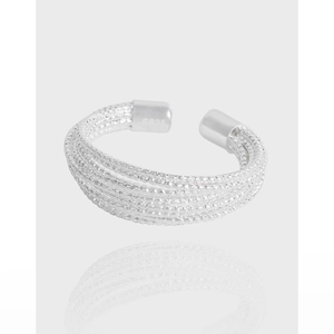 S925 Sterling Silver Multilayer Woven Open Ring For Women Minimalist Korean Style Adjustable Finger Ring Jewelry Gift