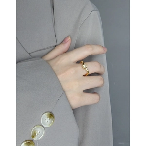 Chic 18K gold plated S925 silver ring featuring a rectangular micro-pave zircon setting