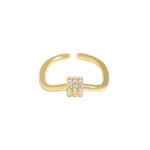 Elegant gold-plated S925 sterling silver triple-layer curved ring with pavé zircon stones