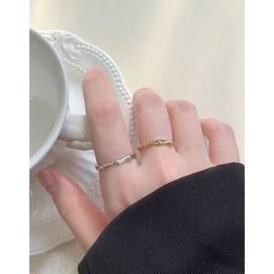 Elegant S925 sterling silver bamboo joint open rings in gold and silver finish