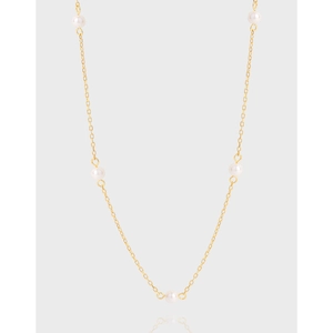 Minimalist 925 Sterling Silver Station Necklace With Round White Shell Artificial Pearls 18K Gold Plated Elegant Jewelry For Women