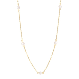 Minimalist S925 sterling silver gold necklace featuring five elegant white round pearls