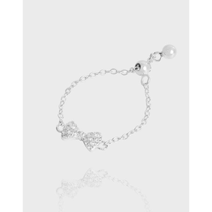 S925 Sterlingsilber Verstellbar Schleife Zirkonia Ring Für Damen Koreanischen INS-Stil Kettenglied Kordelzug Fingerring Schmuck Geschenk