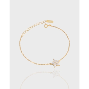 Luxury S925 Sterling Silver Snowflake Bracelet For Women 18K Gold Plated Rhinestone Dainty Adjustable Chain Minimalist Hand Jewelry Bracelet Gift