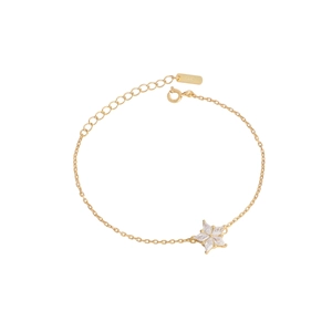 Elegant gold S925 silver snowflake bracelet with sparkling zircon stones for women