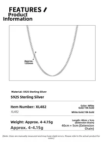 Detailansicht der 1,85mm S925 Sterlingsilber Schlangenkette mit 40+5cm Länge