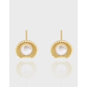 Shell Artificial Pearl Stud Earrings With 925 Sterling Silver Earring Post Elegant Korean INS Style Scallop Jewelry For Women