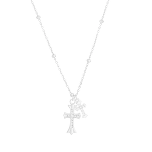 Silver S925 sterling silver cross necklace for women with sparkling zircon stone accents