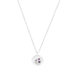 S925 sterling silver necklace featuring a round pendant with colorful zircon gemstones