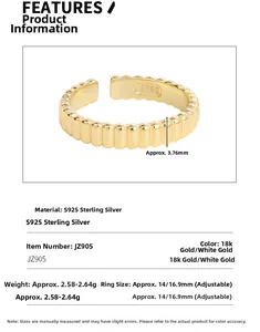 Detailed S925 sterling silver gear ring specifications showing 3.76mm width and weight