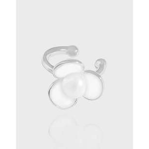 S925 Sterling Silver Flower Artificial Pearl Ear Cuff Clip On Earrings Women White Enamel Petal Elegant Non Piercing Jewelry Gift