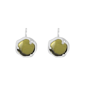 Boucles d'oreilles minimalistes en argent S925 avec cristaux ronds vert olive