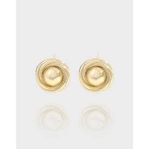 Minimalist 925 Sterling Silver Stud Earrings For Women Korean Style Spiral Twisted Circle Bead Design Elegant Jewelry