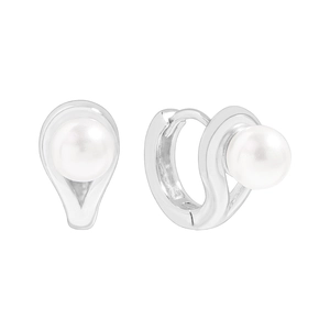 Boucles d'oreilles en argent S925 avec perles blanches et design minimaliste épuré