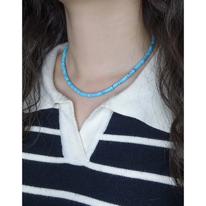 Collana in argento sterling S925 con perle di turchese blu barocco per le donne
