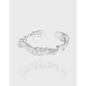 Minimalistischer 925 Sterlingsilber Rebenumschlungen Offener Ring Für Damen Verstellbar Geflochtener Ring Koreanischer Ins-Stil