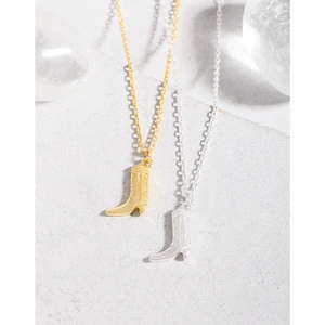 Minimalistische S925 Sterling Silber Cowboystiefel-Halsketten in Gold- und Silberoptik