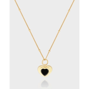 S925 Sterlingsilber Herz Achat Anhänger Halskette Für Damen 18K Vergoldet Nische Luxus Minimalistischen Stil Schmuck Geschenk