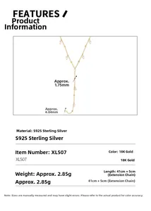 Detail of 18K gold S925 silver Y-necklace with 1.75mm and 4.04mm pearl accents