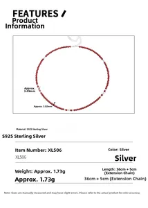 Detailed S925 sterling silver necklace specs with 3mm red coral beads and dimensions