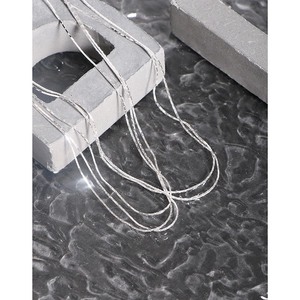 Minimalist S925 sterling silver multi-layer snake chain necklace with high polish finish