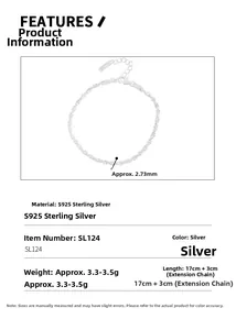 Détail du bracelet en argent S925 à chaîne torsadée avec dimensions et largeur 2,73 mm