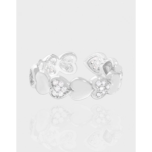 S925 Sterlingsilber Herz Ring Für Damen Mikro-Eingelegtes Zirkonia Verstellbarer Offener Ring Koreanischer INS Mode Schmuck