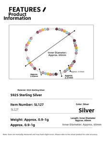 Detaillierte Größenangaben für das bunte S925 Sterling Silber Kristallarmband