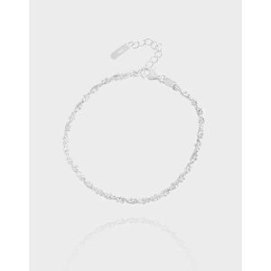 Bracelet Chaîne Corde Torsadée Argent Sterling S925 Style INS Coréen Minimaliste Bracelet à Maillons Réglable Bijoux Cadeau Femme