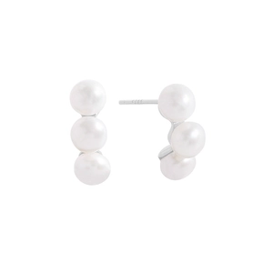 Boucles d'oreilles en argent S925 avec trois perles incurvées au design élégant