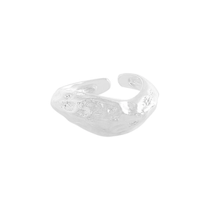 Minimalist S925 sterling silver open ring with organic irregular branch texture