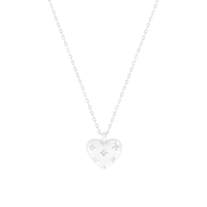 Elegant S925 sterling silver heart necklace with zircon star engraving for women