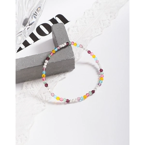 Buntes facettiertes Kristallperlenarmband aus S925 Sterling Silber für Damen Schmuck