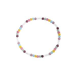 Handgefertigtes S925 Silberperlenarmband mit bunten facettierten Kristallsteinen