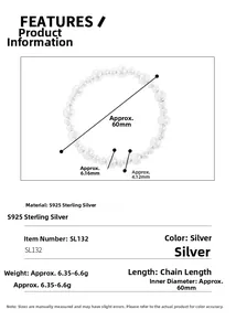Detail view of S925 sterling silver beaded bracelet with precise size measurements