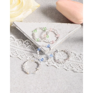 Anelli di perline in argento S925 fatti a mano con cristalli colorati su base di marmo