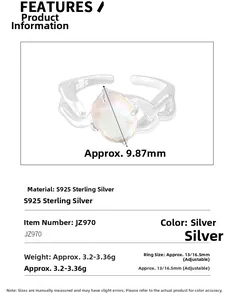 Detail specifications of S925 silver irregular crisscross ring with moonstone inlay