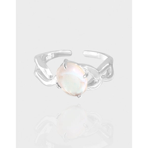 925 Sterling Silver Irregular Cross Line Open Ring For Women Niche Design Adjustable Rhinestone Finger Ring Jewelry
