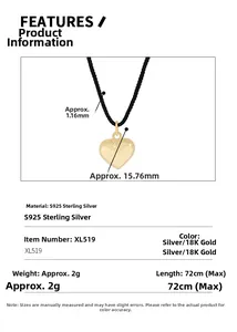 Spécifications détaillées de taille pour le pendentif cœur en argent S925 massif