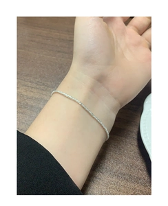 Sparkling S925 sterling silver minimalist chain bracelet worn on female wrist