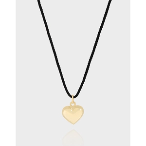 Collier Pendentif Cœur en Argent Sterling S925 pour Femme Collier Minimaliste Ajustable avec Cordon Noir Bijoux de Mode